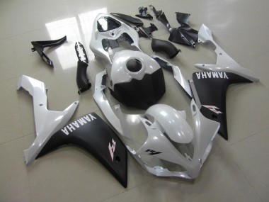 Affordable 2007-2008 Pearl White Matte Black Yamaha YZF R1 Replacement Motorcycle Fairings UK