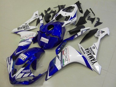 Affordable 2007-2008 White Blue Tri Colour Yamaha YZF R1 Motorcycle Replacement Fairings UK
