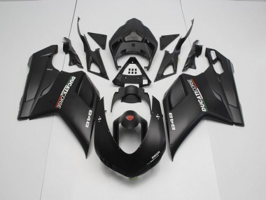 Affordable 2007-2014 Matte Black with White Decals Ducati 848 1098 1198 Motorcycle Fairing UK