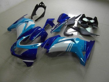 Affordable 2008-2012 Light and Dark Blue Kawasaki ZX250R Bike Fairing Kit UK