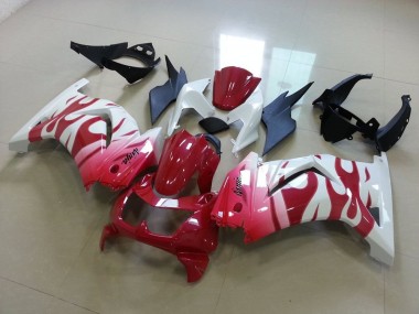 Affordable 2008-2012 Pink Red Flame Kawasaki ZX250R Motorcycle Replacement Fairings UK