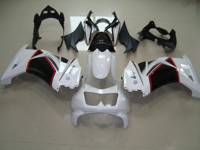 Affordable 2008-2012 Pearl White Black Kawasaki ZX250R Motorcyle Fairings UK