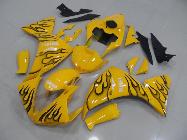Affordable 2009-2011 Yellow Black Flame Yamaha YZF R1 Motorcycle Fairings UK