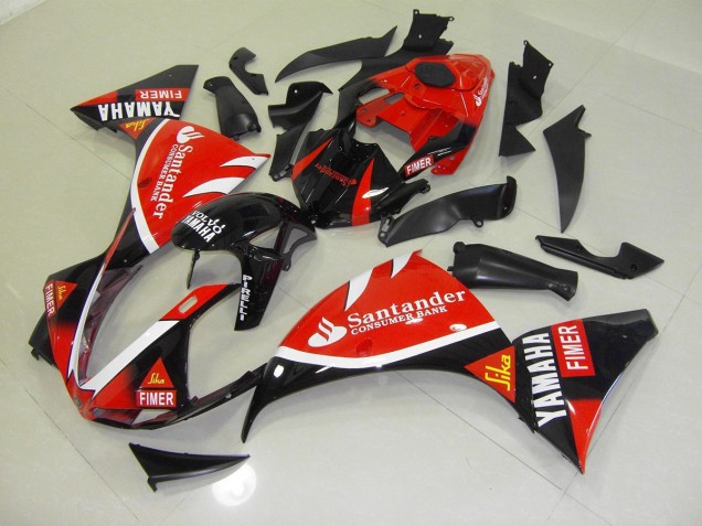 Affordable 2009-2011 Red Black Santander Yamaha YZF R1 Replacement Fairings UK