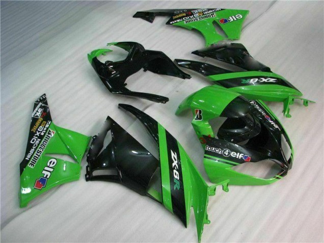 Affordable 2009-2012 Black Green Kawasaki ZX6R Motorcycle Fairing UK