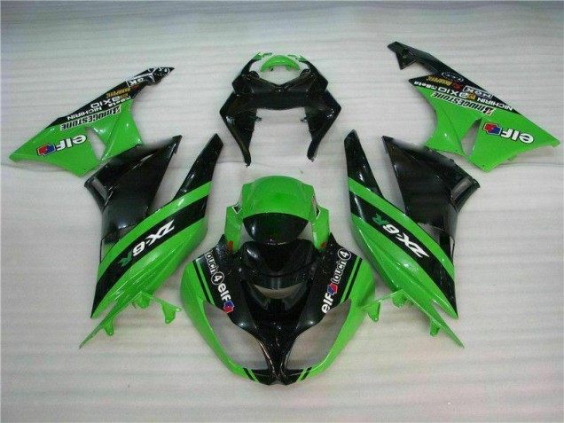 Affordable 2009-2012 Black Green Kawasaki ZX6R Motorcycle Fairing UK