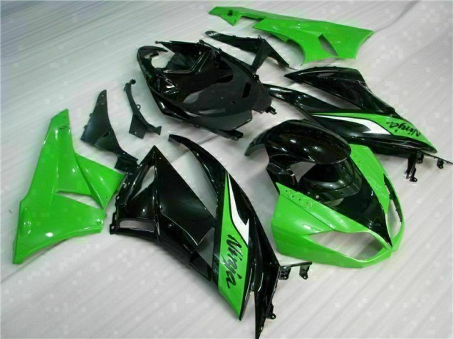 Affordable 2009-2012 Black Green Kawasaki ZX6R Bike Fairing Kit UK