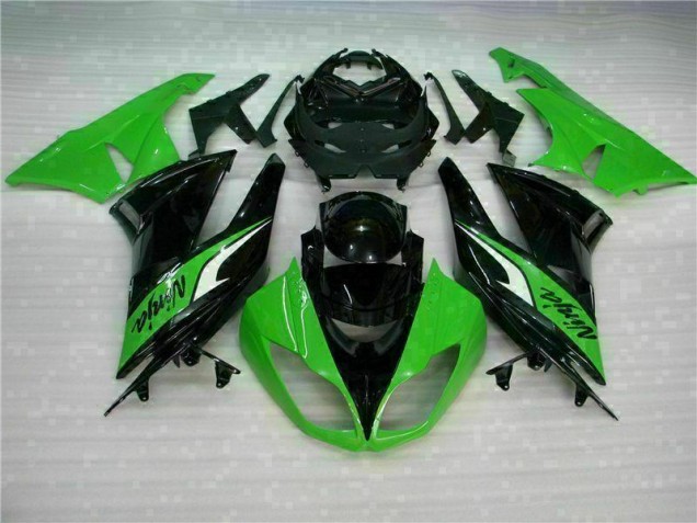 Affordable 2009-2012 Black Green Kawasaki ZX6R Bike Fairing Kit UK