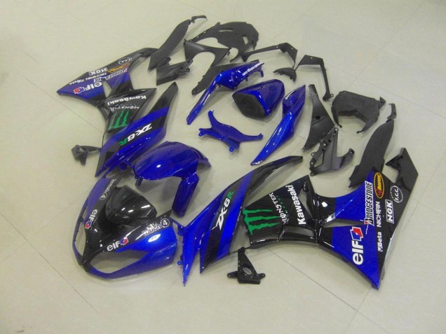 Affordable 2009-2012 Blue Monster Kawasaki ZX6R Bike Fairing Kit UK