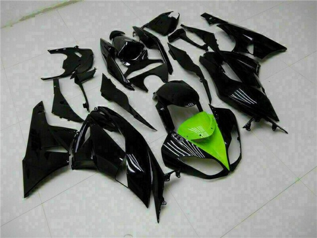 Affordable 2009-2012 Black Green Kawasaki ZX6R Moto Fairings UK