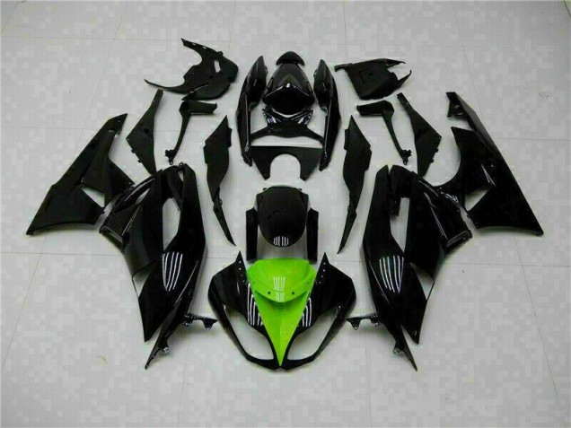 Affordable 2009-2012 Black Green Kawasaki ZX6R Moto Fairings UK