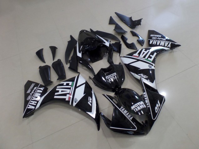 Affordable 2012-2014 Black White Fiat Yamaha YZF R1 Motorcycle Fairings UK Affordable 2012-2014 Black White Fiat Yamaha YZF R1 Motorcycle Fairings UK