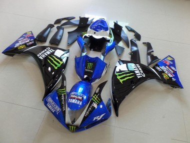 Affordable 2012-2014 Blue Black Monster Yamaha YZF R1 Motorbike Fairing UK