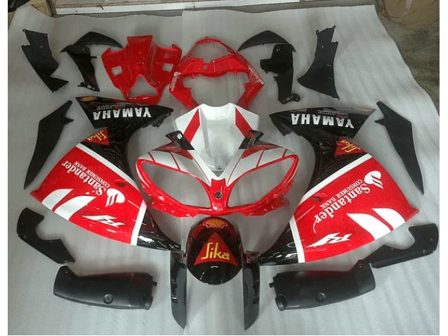Affordable 2012-2014 Red White and Black Graphic Yamaha YZF R1 Motorbike Fairing UK