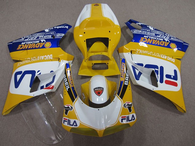 Affordable 1993-2005 Yellow White Fila Ducati 748 Bike Fairings UK