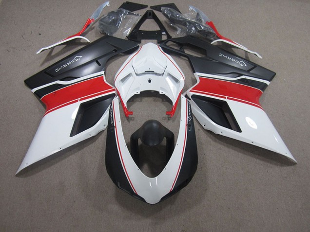 Affordable 2007-2014 White Red Black Marvic Ducati 848 Motorcycle Fairings Kit UK