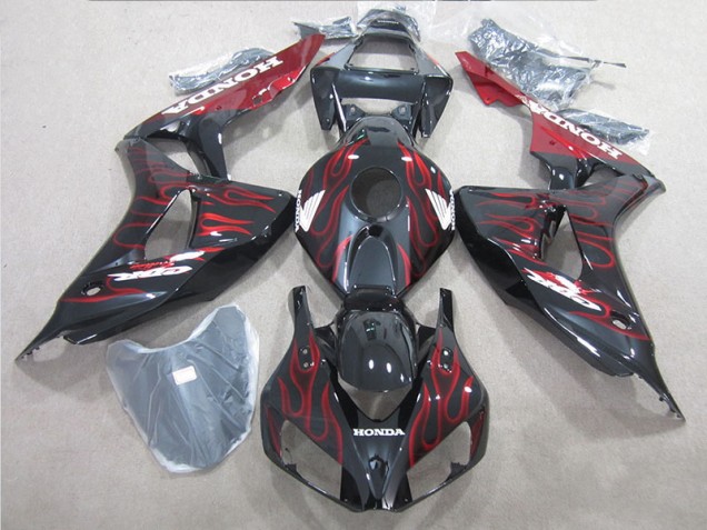 Affordable 2006-2007 Black Red Flame Honda CBR1000RR Motorbike Fairing UK Affordable 2006-2007 Black Red Flame Honda CBR1000RR Motorbike Fairing UK
