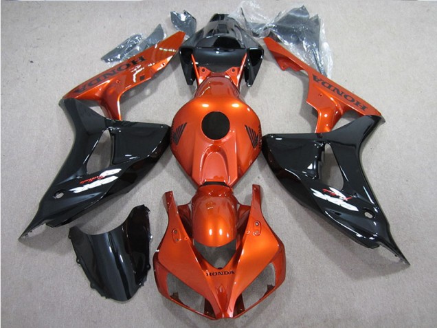 Affordable 2006-2007 Black Orange Honda CBR1000RR Motorcycle Fairings Kit UK