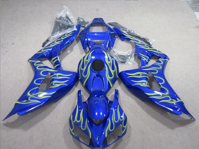 Affordable 2006-2007 Blue Green Flame Honda CBR1000RR Motorcycle Fairings UK