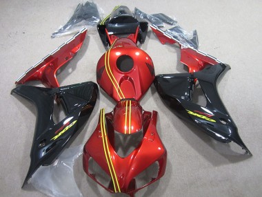 Affordable 2006-2007 Black Red Yellow Honda CBR1000RR Motorcycle Fairing Kit UK