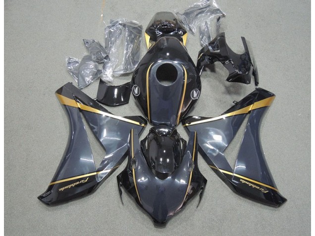 Affordable 2008-2011 Black Gold Fireblade Honda CBR1000RR Motorbike Fairing Kits UK