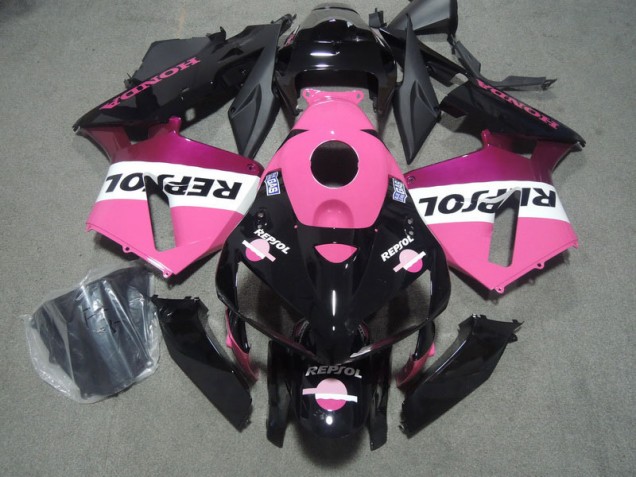 Affordable 2005-2006 Pink Black Repsol Honda CBR600RR Bike Fairings UK