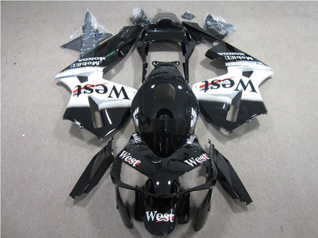 Affordable 2005-2006 Black White West Honda CBR600RR Bike Fairing UK Affordable 2005-2006 Black White West Honda CBR600RR Bike Fairing UK