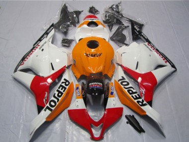 Affordable 2009-2012 White Orange Black Repsol Honda CBR600RR Motorcycle Fairing Kit UK