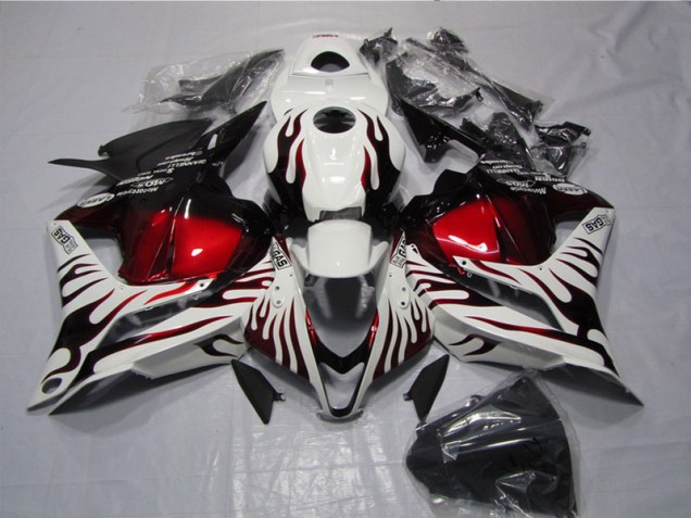 Affordable 2009-2012 White Black Red Flame Honda CBR600RR Replacement Fairings UK