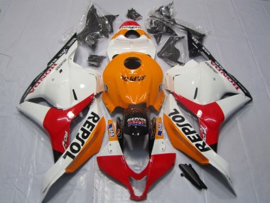 Affordable 2009-2012 Orange Red White Repsol Honda CBR600RR Motorcycle Fairing Kit UK
