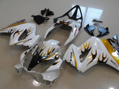 Affordable 2002-2013 White Gold Flame Honda VFR800 Bike Fairings UK