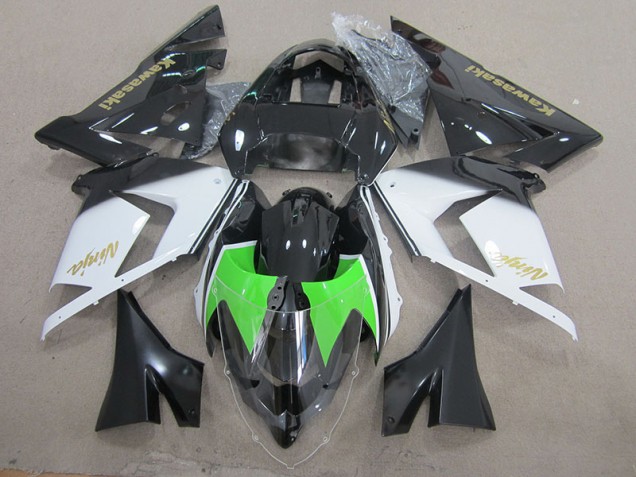 Affordable 2003-2005 Black White Gold Ninja Kawasaki ZX10R Motorcycle Fairing Kit UK Affordable 2003-2005 Black White Gold Ninja Kawasaki ZX10R Motorcycle Fairing Kit UK