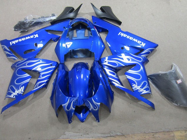 Affordable 2003-2005 Blue White Flame Kawasaki ZX10R Bike Fairings UK Affordable 2003-2005 Blue White Flame Kawasaki ZX10R Bike Fairings UK