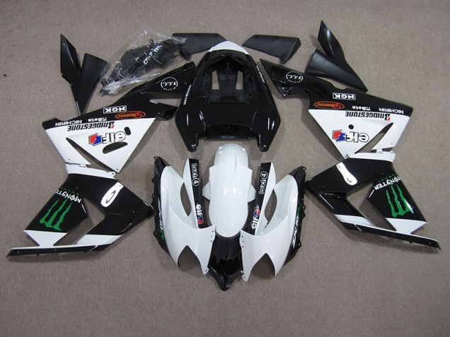 Affordable 2003-2005 Black White Monster Kawasaki ZX10R Motorbike Fairing UK Affordable 2003-2005 Black White Monster Kawasaki ZX10R Motorbike Fairing UK
