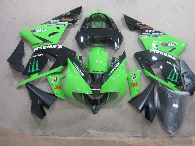 Affordable 2003-2005 Black Green 3M Monster Kawasaki ZX10R Replacement Motorcycle Fairings UK Affordable 2003-2005 Black Green 3M Monster Kawasaki ZX10R Replacement Motorcycle Fairings UK