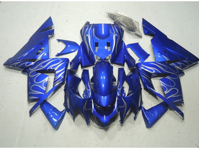 Affordable 2003-2005 Blue White Flame Kawasaki ZX10R Motorcycle Replacement Fairings UK Affordable 2003-2005 Blue White Flame Kawasaki ZX10R Motorcycle Replacement Fairings UK