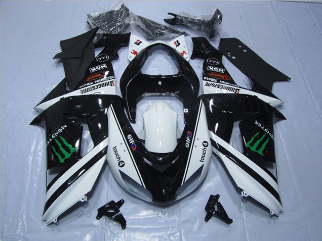 Affordable 2006-2007 Black White Touch4 Monster Kawasaki ZX10R Motor Fairings UK Affordable 2006-2007 Black White Touch4 Monster Kawasaki ZX10R Motor Fairings UK