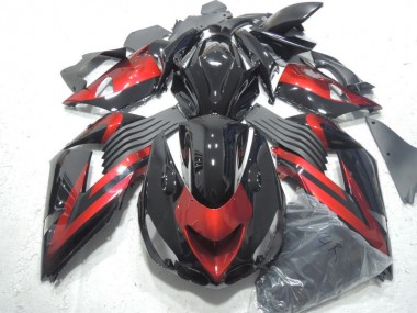 Affordable 2006-2011 Black Red Kawasaki ZX14R ZZR1400 Motorcycle Fairings Kit UK