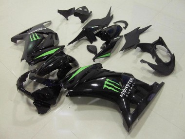 Affordable 2008-2012 Black Green Monster Energy Kawasaki ZX250R Motorcycle Fairings Kit UK