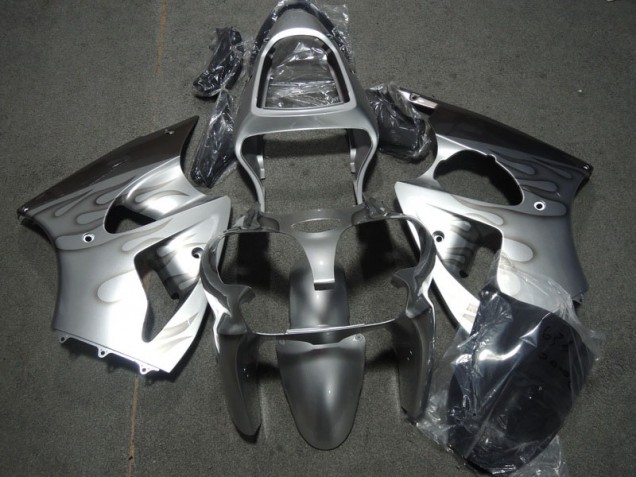 Affordable 2000-2002 Silver Flame Kawasaki ZX6R Motorcycle Fairing Kit UK Affordable 2000-2002 Silver Flame Kawasaki ZX6R Motorcycle Fairing Kit UK