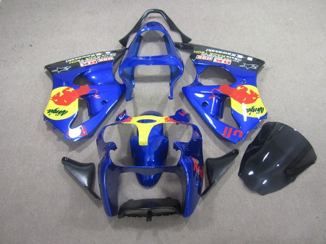 Affordable 2000-2002 Blue Red Bull Ninja Kawasaki ZX6R Motorcycle Bodywork UK Affordable 2000-2002 Blue Red Bull Ninja Kawasaki ZX6R Motorcycle Bodywork UK