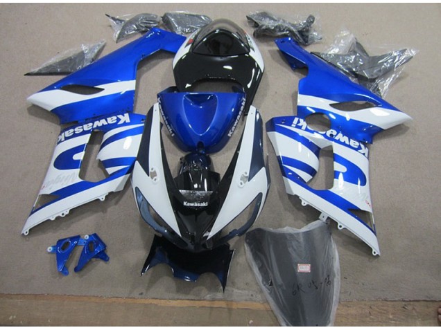 Affordable 2005-2006 Blue White Kawasaki ZX6R Motorcycle Replacement Fairings UK