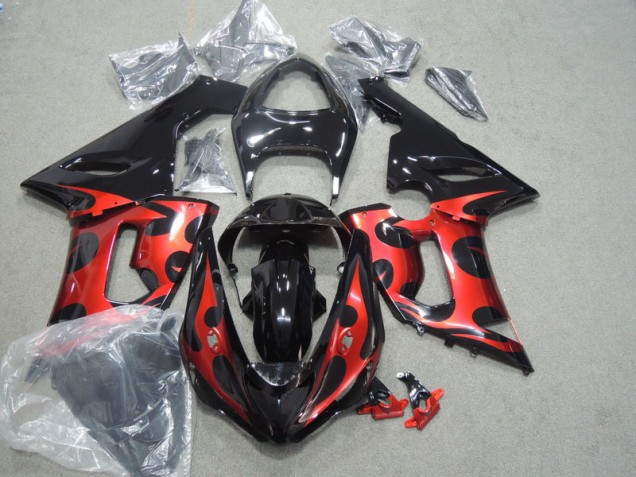 Affordable 2005-2006 Black Red Kawasaki ZX6R Motorcycle Fairings UK