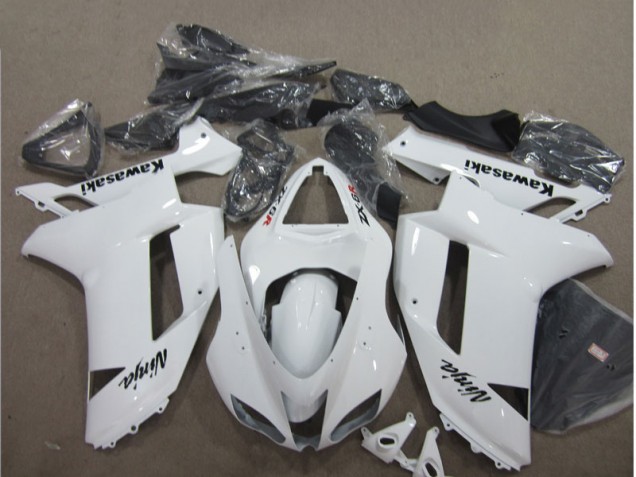 Affordable 2007-2008 White Kawasaki ZX6R Bike Fairings UK Affordable 2007-2008 White Kawasaki ZX6R Bike Fairings UK