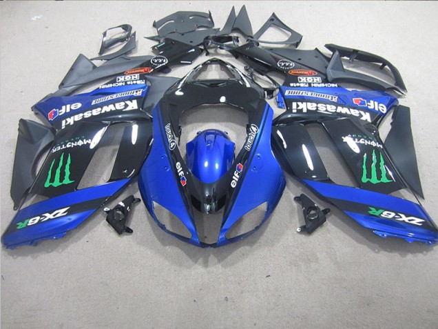 Affordable 2007-2008 Black Blue Monster Kawasaki ZX6R Motorcycle Replacement Fairings UK Affordable 2007-2008 Black Blue Monster Kawasaki ZX6R Motorcycle Replacement Fairings UK