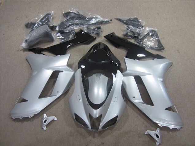 Affordable 2007-2008 Silver Black Kawasaki ZX6R Motor Fairings UK