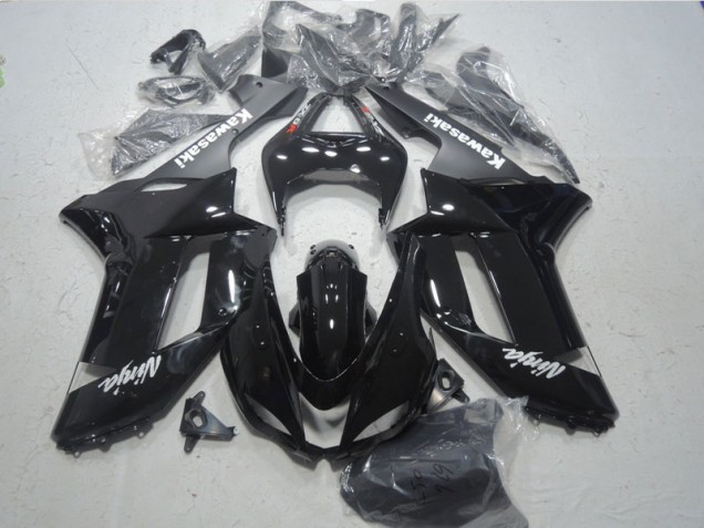 Affordable 2007-2008 Black White Ninja Kawasaki ZX6R Bike Fairings UK