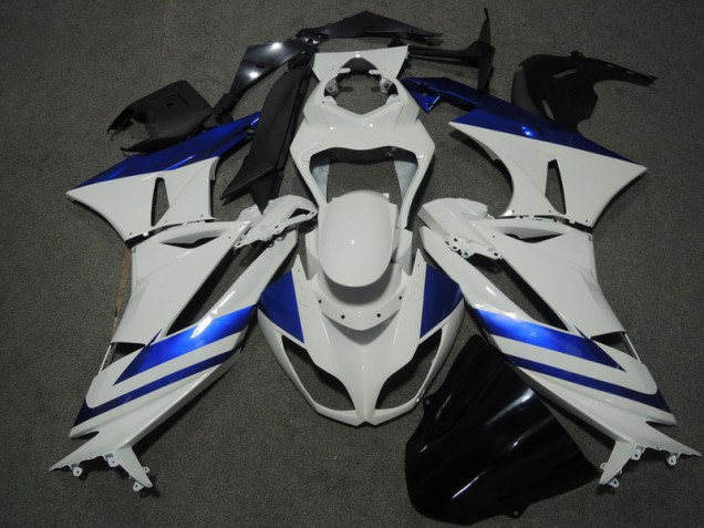 Affordable 2009-2012 White Blue Kawasaki ZX6R Motorbike Fairings UK