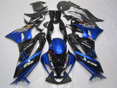 Affordable 2009-2012 Black Blue Monster Kawasaki ZX6R Motorcycle Fairing Kit UK