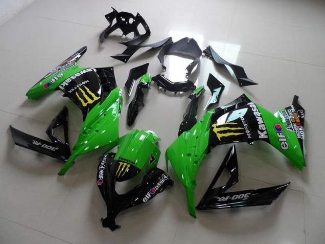 Affordable 2013-2016 Black Green Monster Kawasaki ZX300R Motorcycle Fairings Kits UK